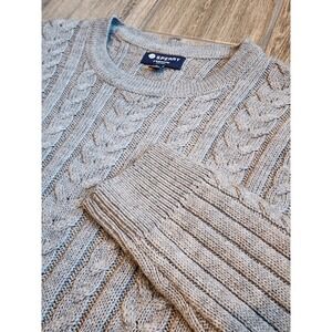 Sperry Mens Cable Knit Sweater Premium Apparel Gray Medium Acrylic Wool Blend